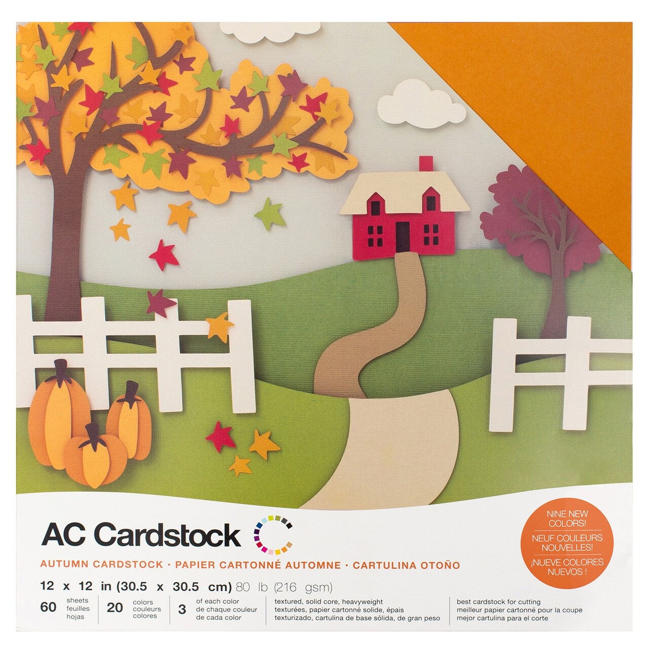 American Crafts Textured Cardstock Pack 12"X12" 60/Pkg-Autumn